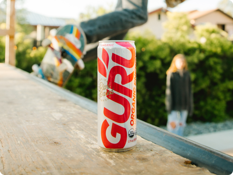 A can of Guru organic energy drink
