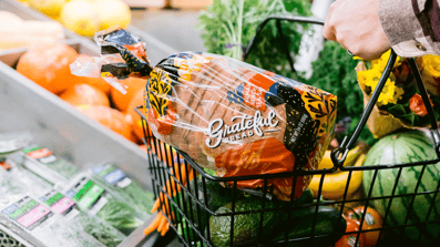 Grateful Bread in a shopping cart 