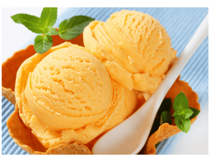 Waffle cone bowl of orange ice cream