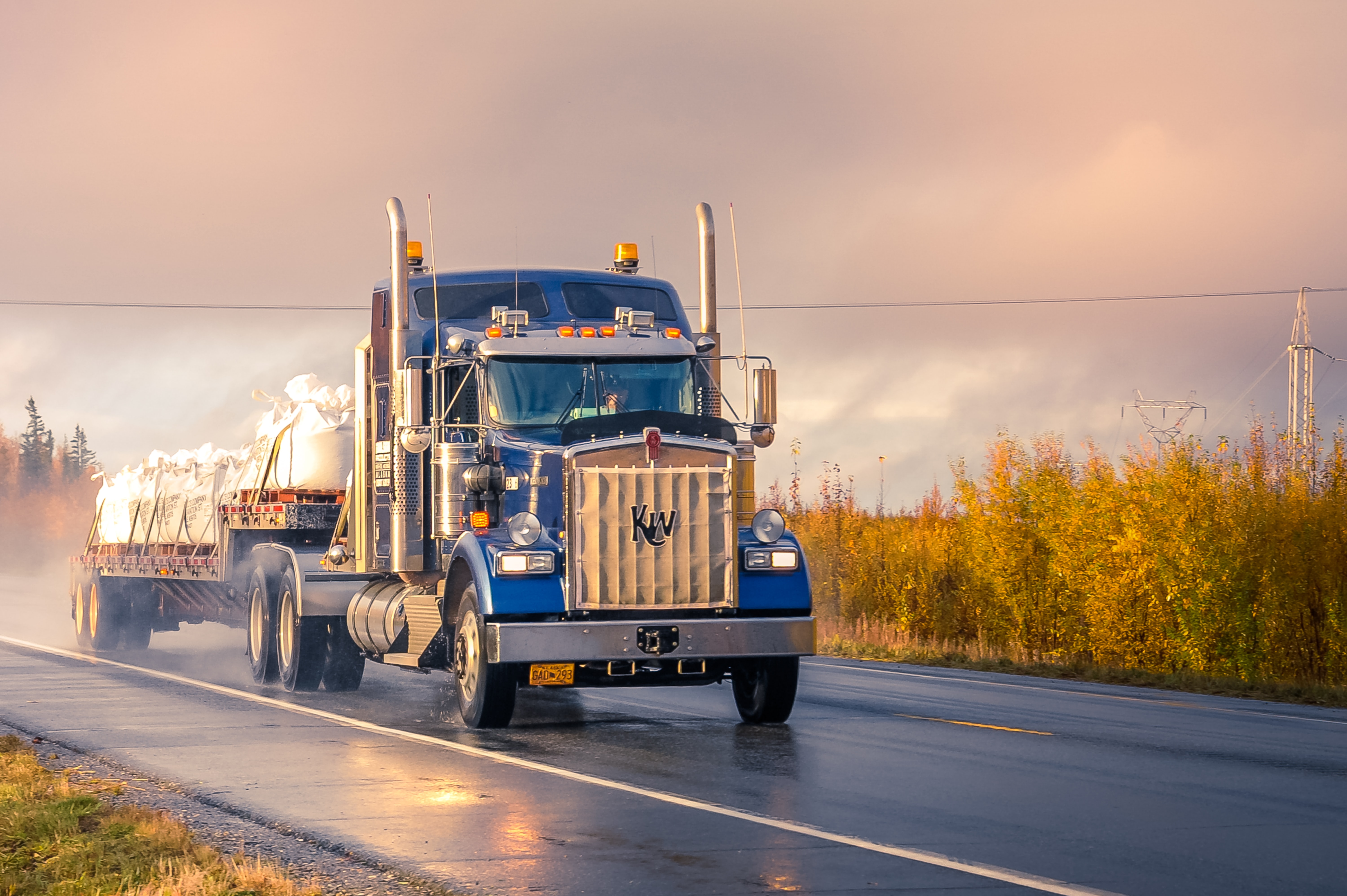 A haulier truck moving raw materials