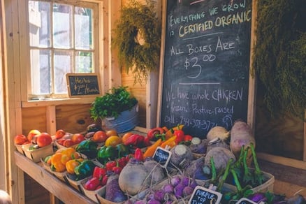 Produce for sale at a roadside stand.