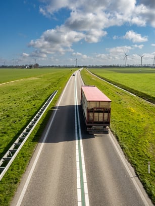 A distribution truck on the road