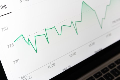 An up-and-down data chart displayed on the computer screen