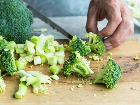 broccoli florets chopping board