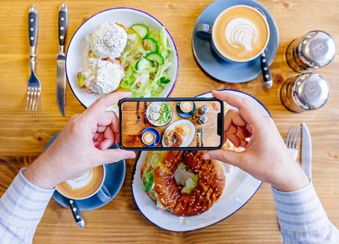 iphone food photography with coffee and organic meal